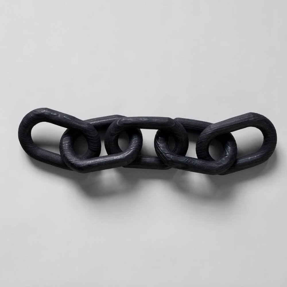 Black Wood Linked Rings Chain - Picture 3 of 3